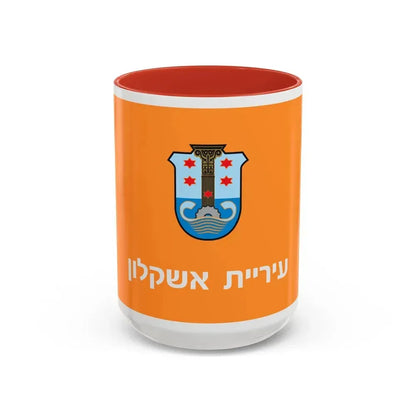 Flag of Ashkelon Israel - Accent Coffee Mug 15oz Red - Go Mug Yourself