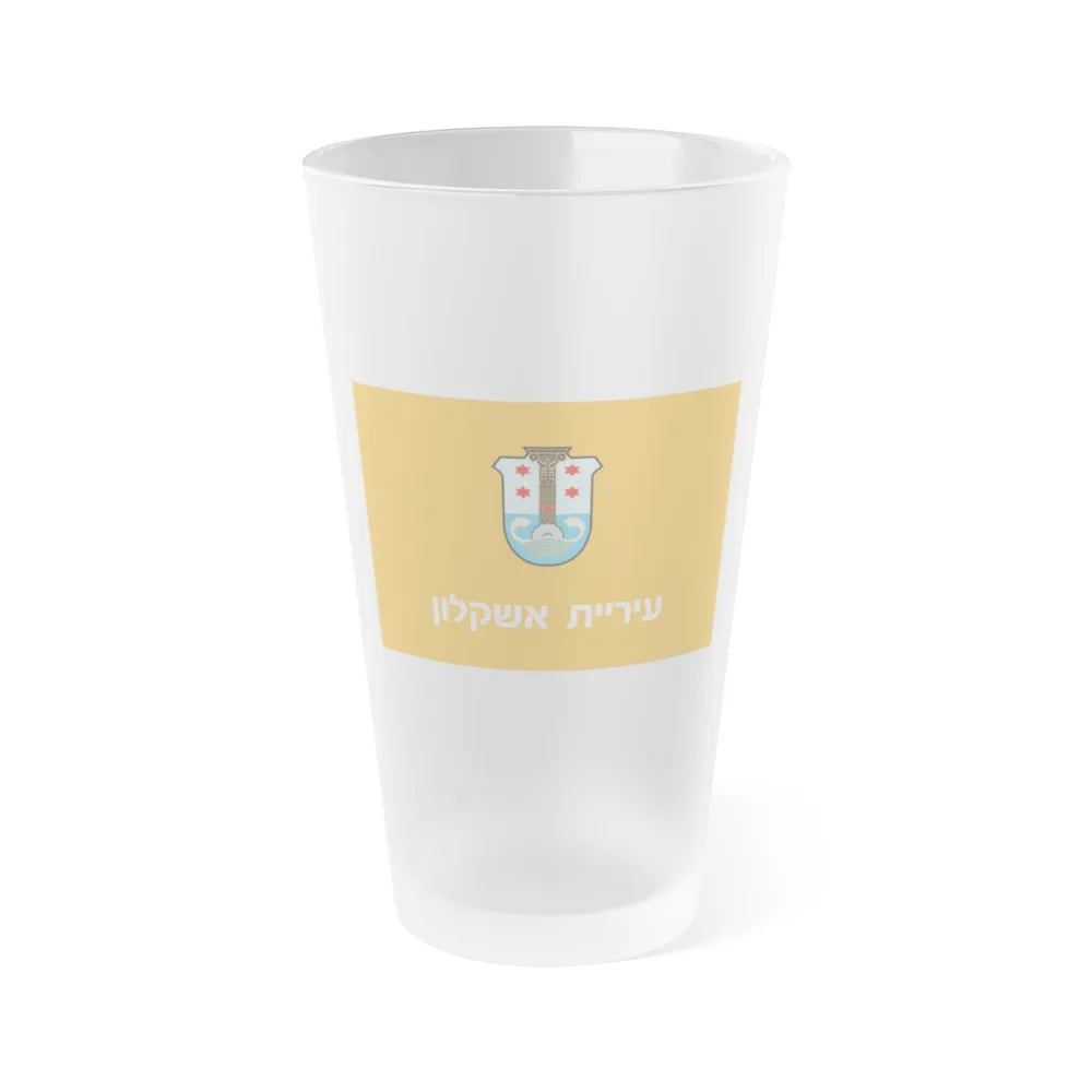 Flag of Ashkelon Israel - Frosted Pint Glass 16oz-16oz-Frosted-Go Mug Yourself