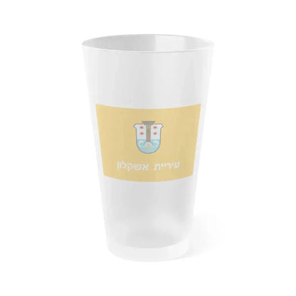 Flag of Ashkelon Israel - Frosted Pint Glass 16oz 16oz Frosted - Go Mug Yourself