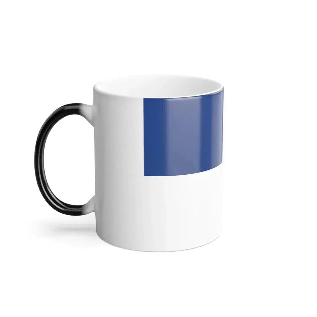 Flat design with a navy blue top half over a white bottom half, a plain bicolour with no emblem or lettering.