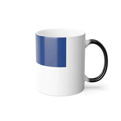 Flat design with a navy blue top half over a white bottom half, a plain bicolour with no emblem or lettering.