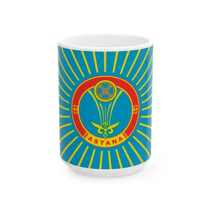 Flag of Astana Kazakhstan latin (Kazakhstan) White Coffee Mug 15oz - Go Mug Yourself