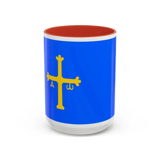 Flag of Asturias Spain - Accent Coffee Mug 15oz Red - Go Mug Yourself