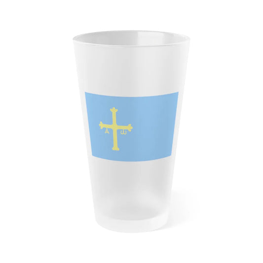 Flag of Asturias Spain - Frosted Pint Glass 16oz-16oz-Frosted-Go Mug Yourself