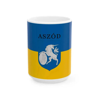 Flag of Aszod (Hungary) White Coffee Mug 15oz - Go Mug Yourself