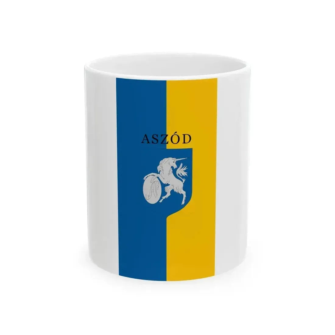 Flag of Aszod vertical  variant (Hungary) White Coffee Mug 11oz - Go Mug Yourself