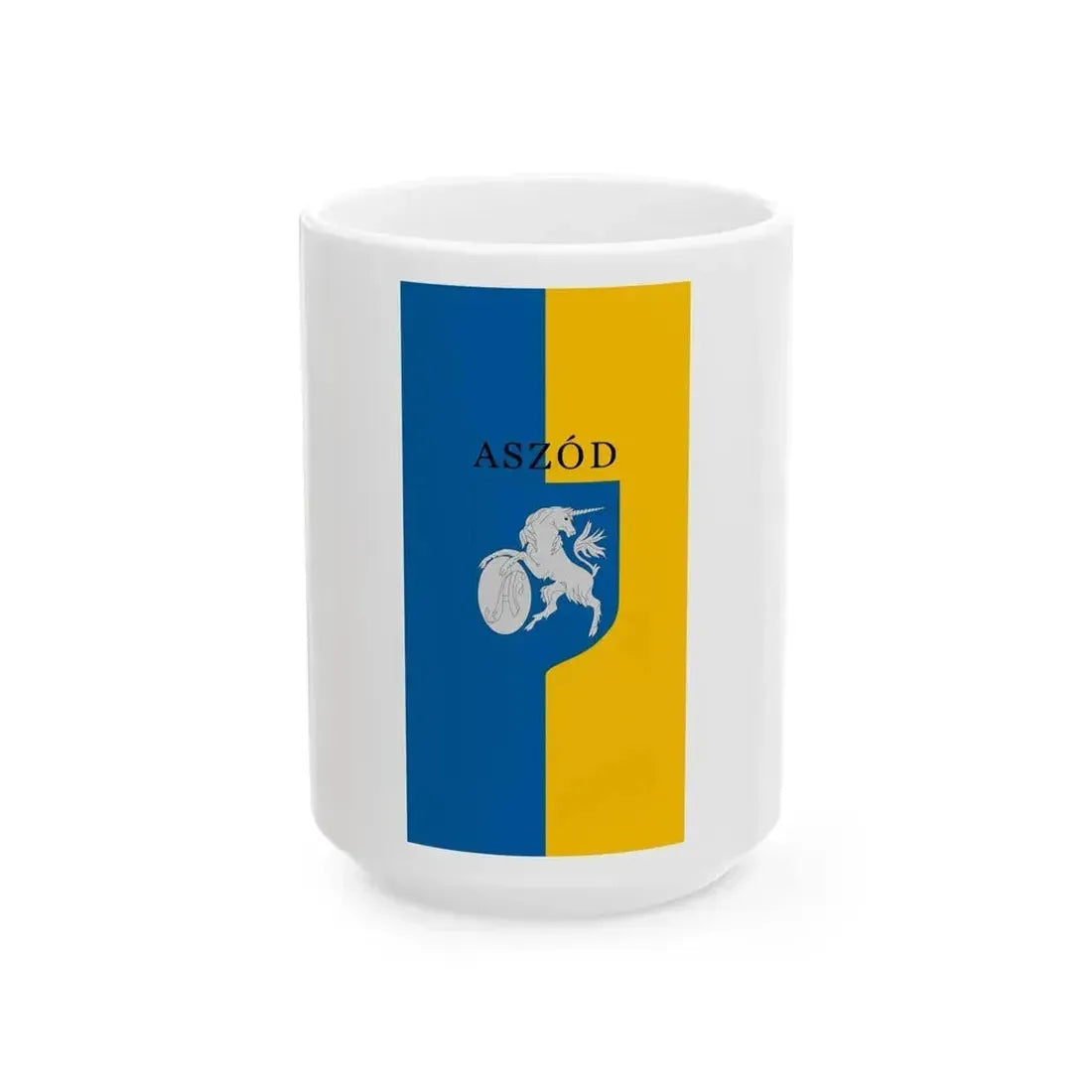 Flag of Aszod vertical  variant (Hungary) White Coffee Mug 15oz - Go Mug Yourself