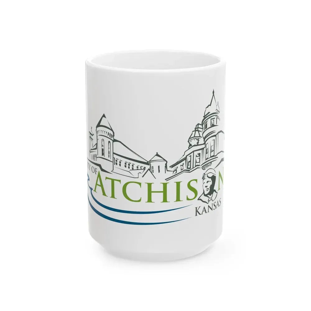Flag of Atchison Kansas (United States) White Coffee Mug 15oz - Go Mug Yourself