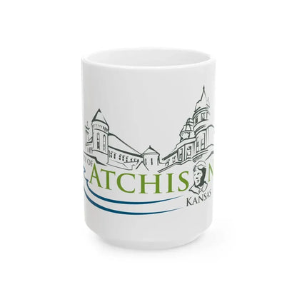 Flag of Atchison Kansas (United States) White Coffee Mug 15oz - Go Mug Yourself