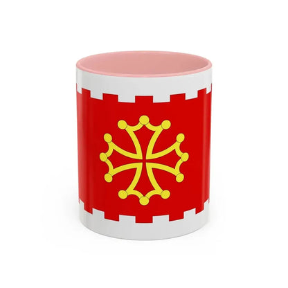 Flag of Aude France 2 - Accent Coffee Mug 11oz Pink - Go Mug Yourself