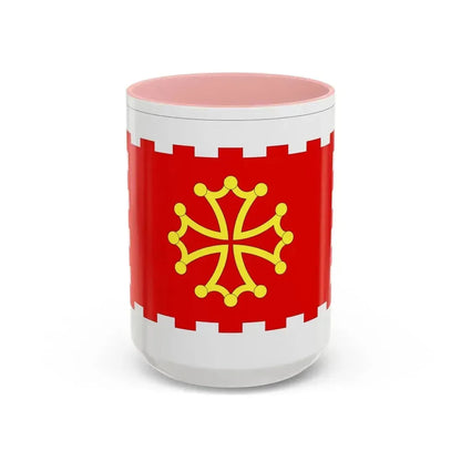 Flag of Aude France 2 - Accent Coffee Mug 15oz Pink - Go Mug Yourself
