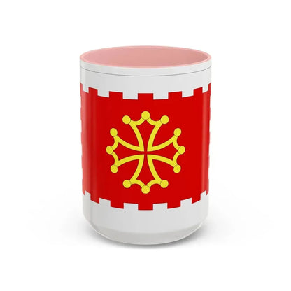Flag of Aude France 2 - Accent Coffee Mug 15oz Pink - Go Mug Yourself