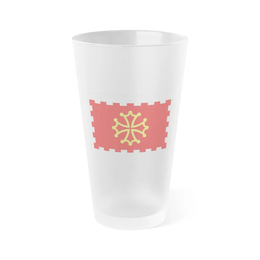 Flag of Aude France 2 - Frosted Pint Glass 16oz-16oz-Frosted-Go Mug Yourself