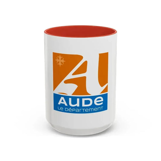 Flag of Aude France - Accent Coffee Mug 15oz Red - Go Mug Yourself