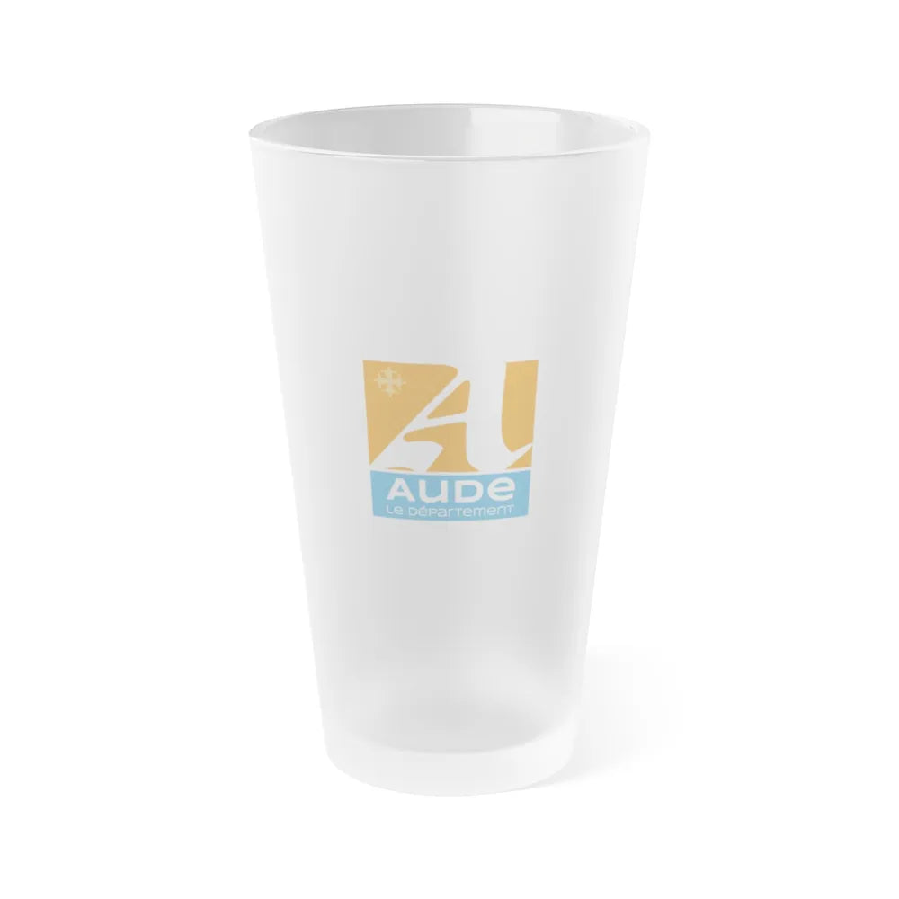 Flag of Aude France - Frosted Pint Glass 16oz-16oz-Frosted-Go Mug Yourself