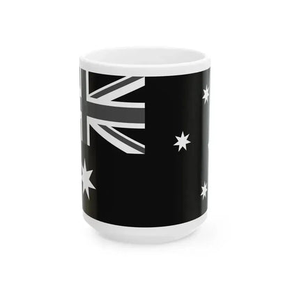 Flag of Australia black and white (Australia) White Coffee Mug 15oz - Go Mug Yourself