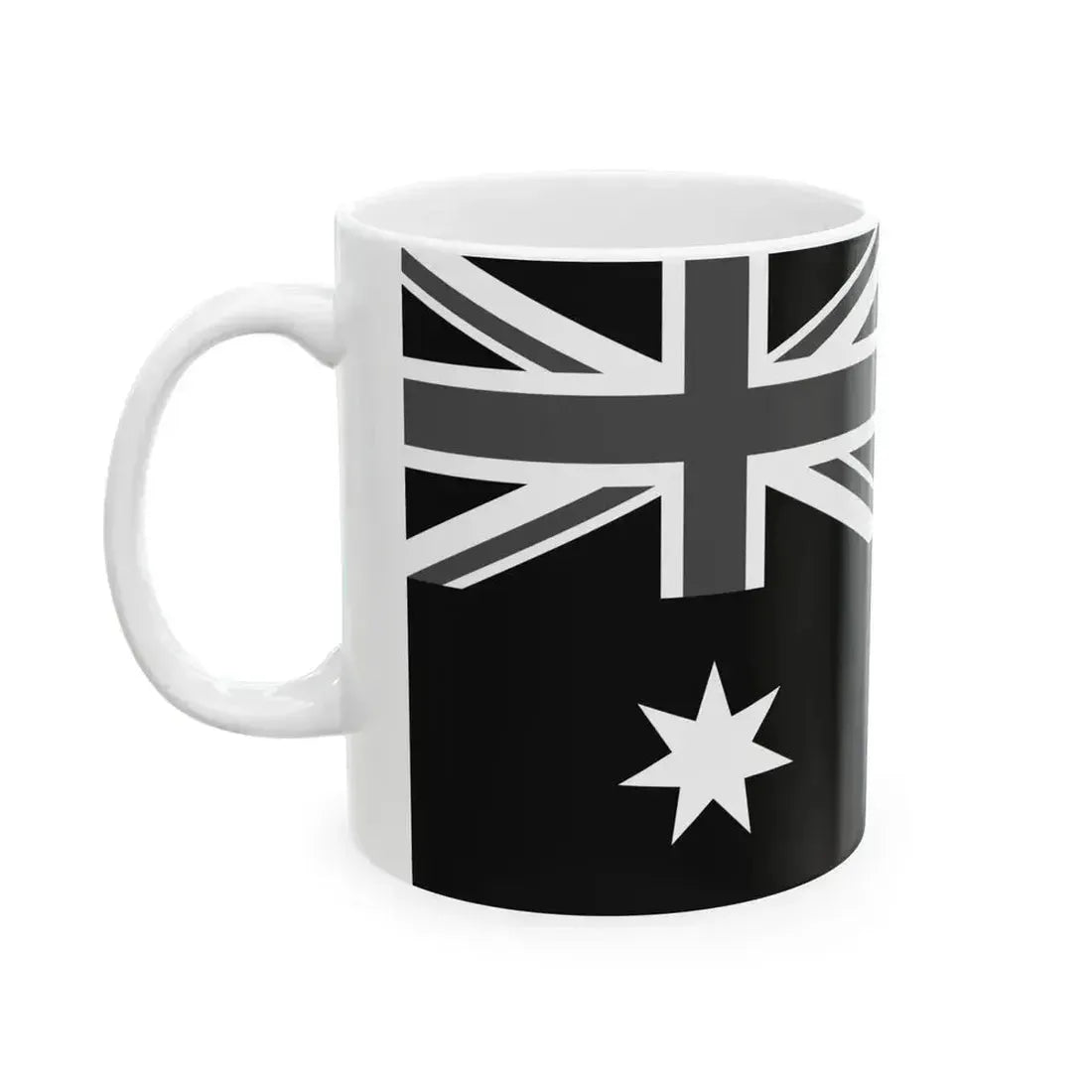 Flag of Australia black and white (Australia) White Coffee Mug - Go Mug Yourself