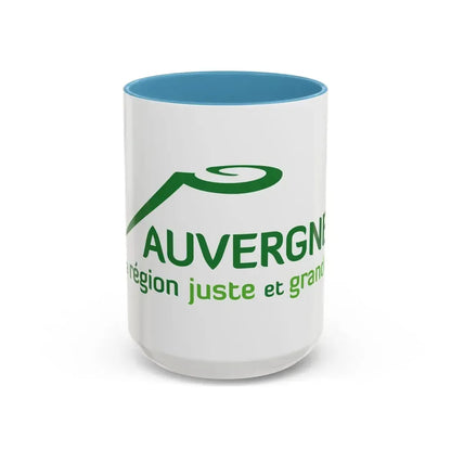 Flag of Auvergne France 2 - Accent Coffee Mug 15oz Light Blue - Go Mug Yourself