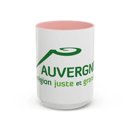 Flag of Auvergne France 2 - Accent Coffee Mug 15oz Pink - Go Mug Yourself