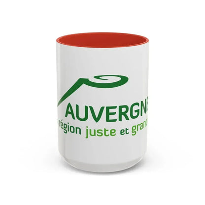 Flag of Auvergne France 2 - Accent Coffee Mug 15oz Red - Go Mug Yourself