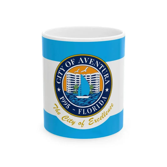Flag of Aventura Florida (United States) White Coffee Mug 11oz - Go Mug Yourself