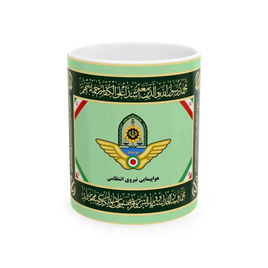 Flag of Aviation Unit of Police of Islamic Republic of Iran (Iran) White Coffee Mug 11oz - Go Mug Yourself