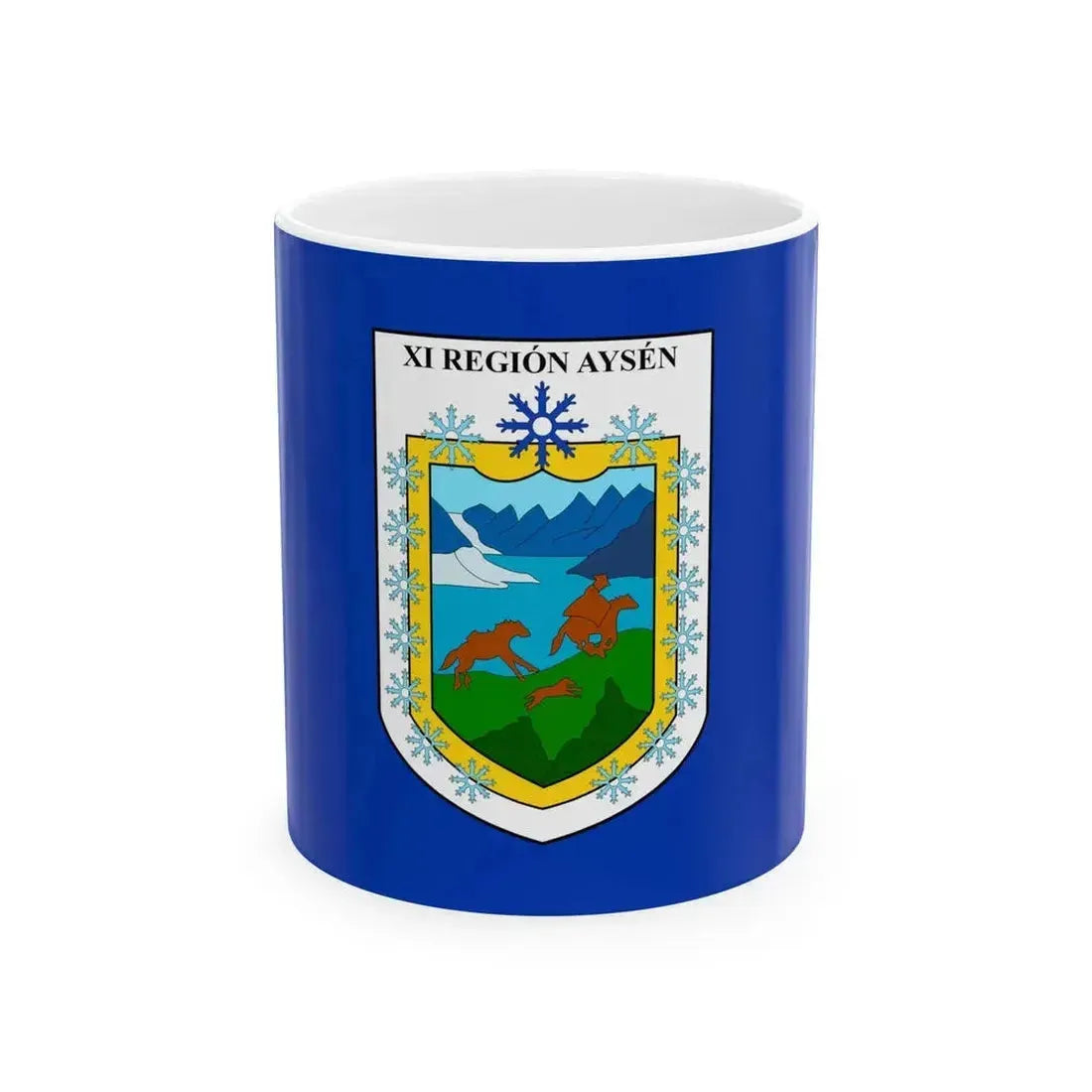Flag of Aysen Chile blue version (Chile) White Coffee Mug 11oz - Go Mug Yourself