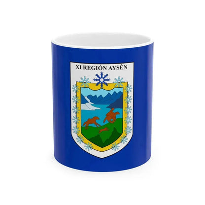 Flag of Aysen Chile blue version (Chile) White Coffee Mug 11oz - Go Mug Yourself