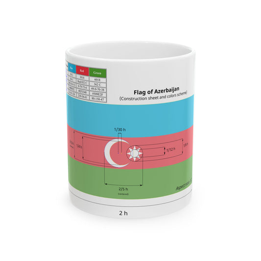 Flag of Azerbaijan construction sheet (Azerbaijan) White Coffee Mug-11oz-Go Mug Yourself