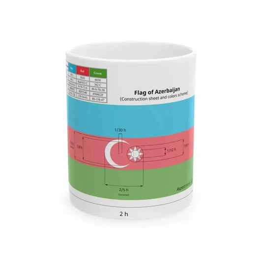 Flag of Azerbaijan construction sheet (Azerbaijan) White Coffee Mug 11oz - Go Mug Yourself