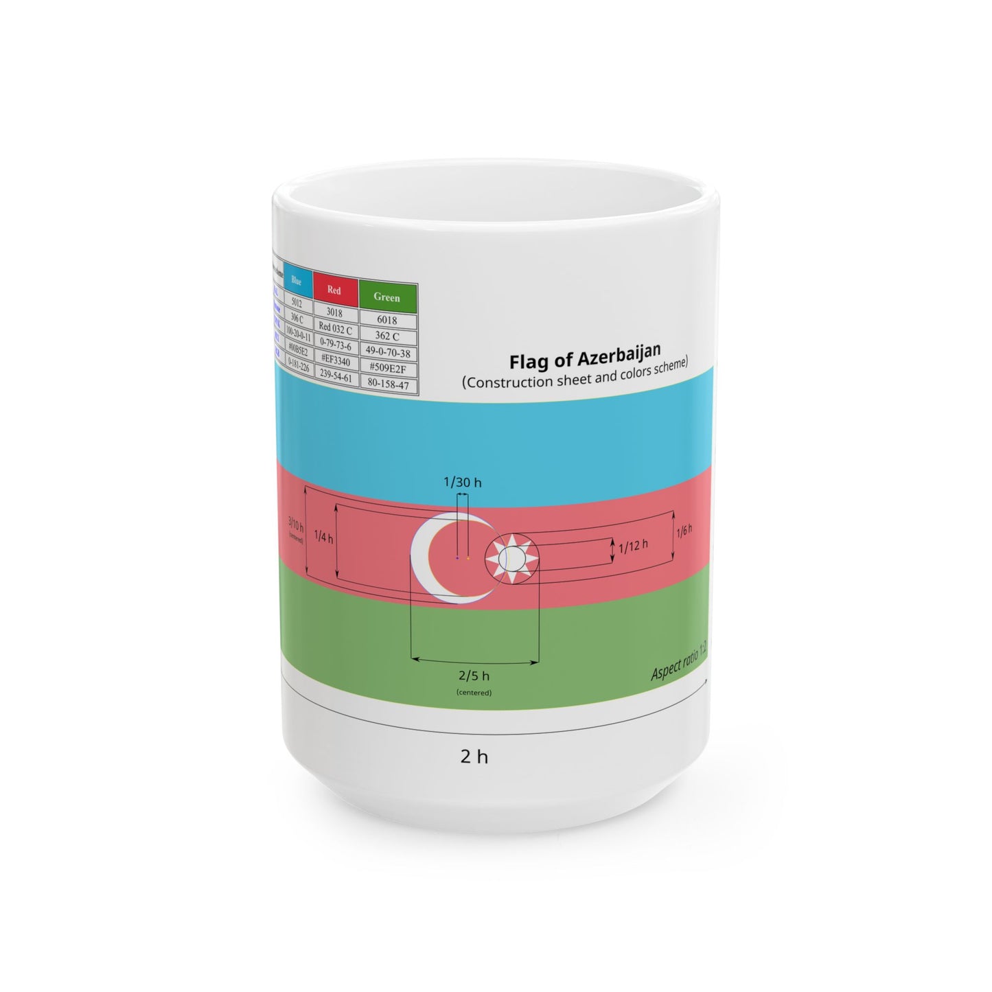 Flag of Azerbaijan construction sheet (Azerbaijan) White Coffee Mug-15oz-Go Mug Yourself