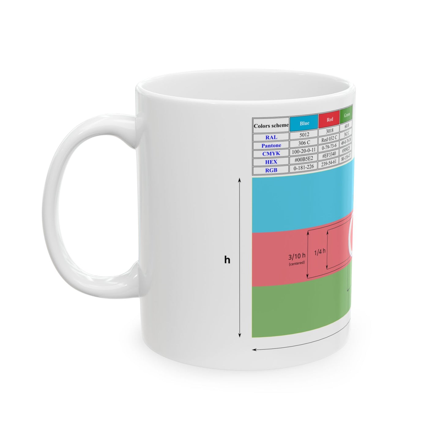 Flag of Azerbaijan construction sheet (Azerbaijan) White Coffee Mug-Go Mug Yourself