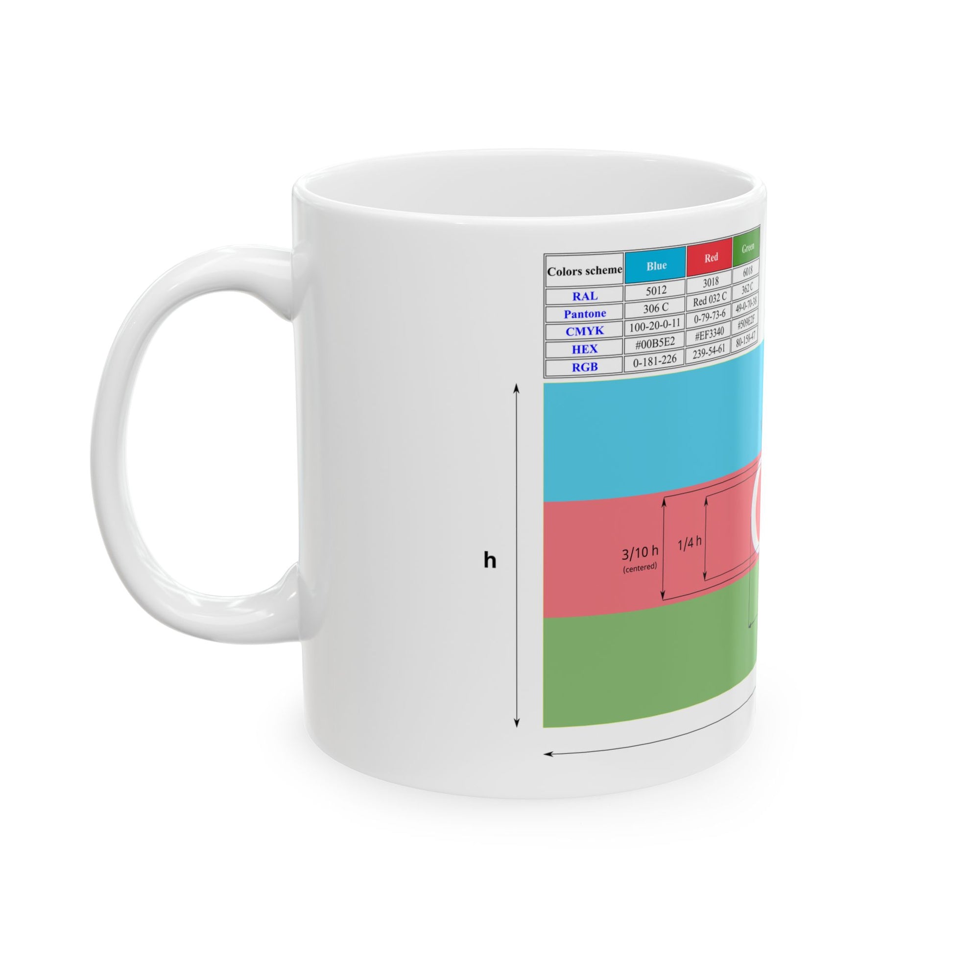 Flag of Azerbaijan construction sheet (Azerbaijan) White Coffee Mug-Go Mug Yourself