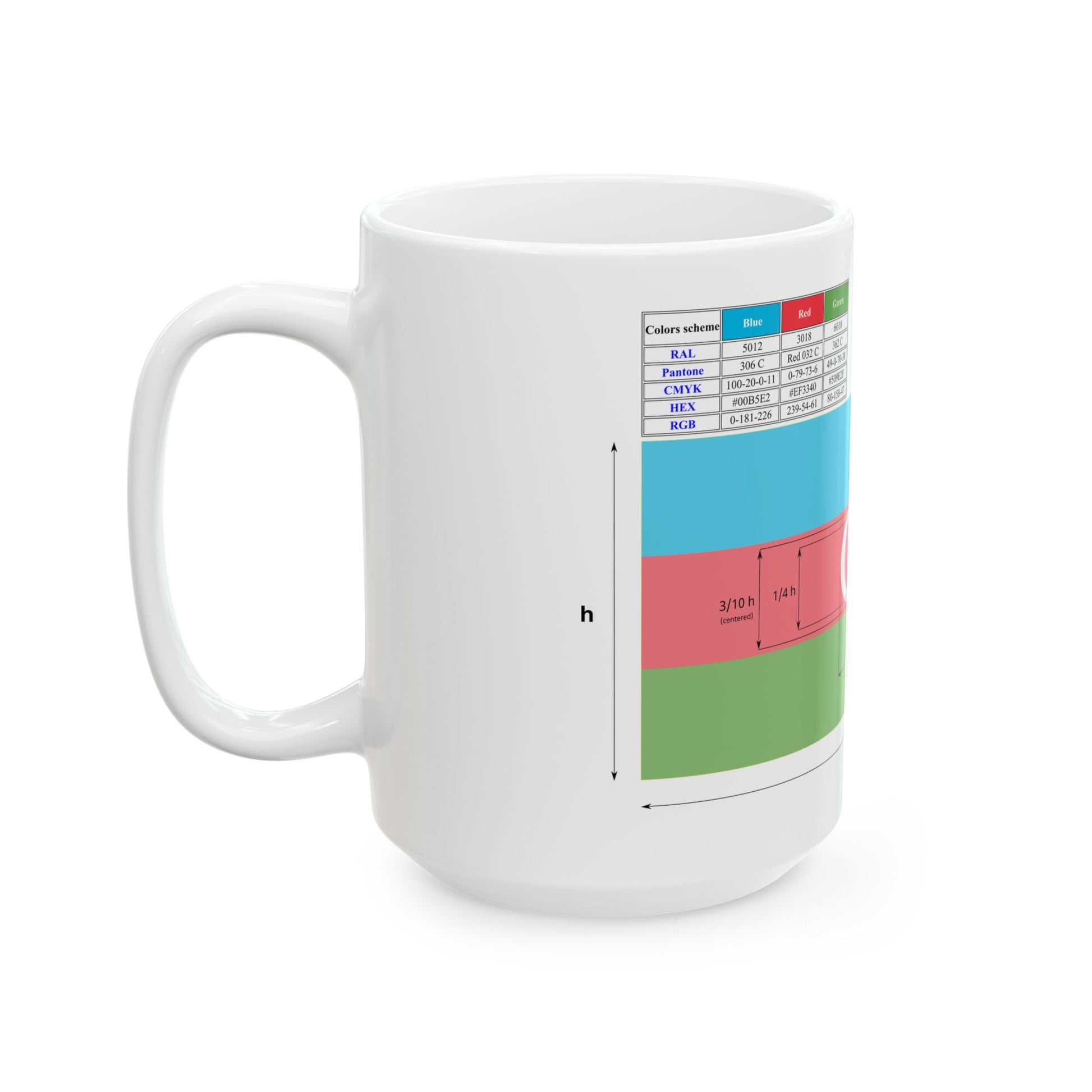 Flag of Azerbaijan construction sheet (Azerbaijan) White Coffee Mug-Go Mug Yourself