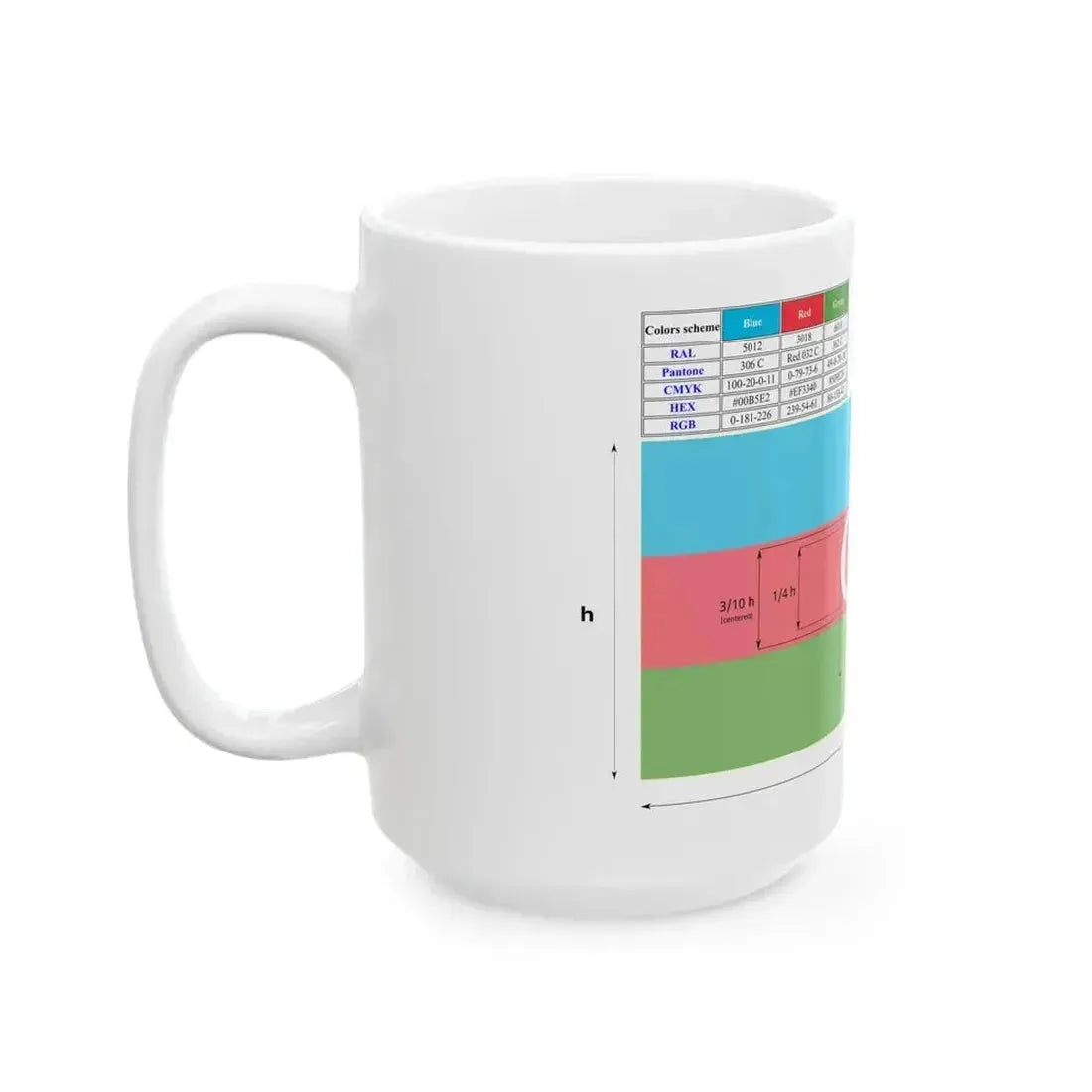 Flag of Azerbaijan construction sheet (Azerbaijan) White Coffee Mug - Go Mug Yourself