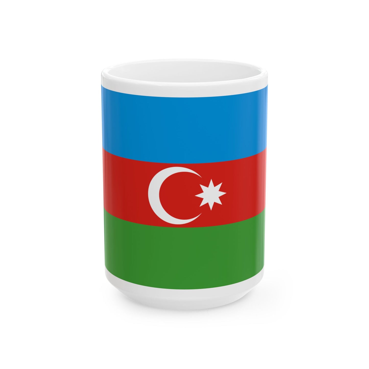 Flag of Azerbaijan darker colors (Azerbaijan) White Coffee Mug-15oz-Go Mug Yourself