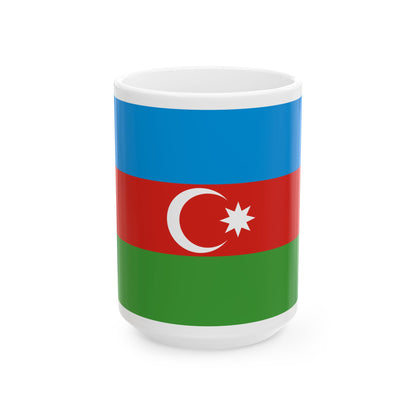 Flag of Azerbaijan darker colors (Azerbaijan) White Coffee Mug-15oz-Go Mug Yourself