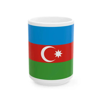 Flag of Azerbaijan darker colors (Azerbaijan) White Coffee Mug 15oz - Go Mug Yourself