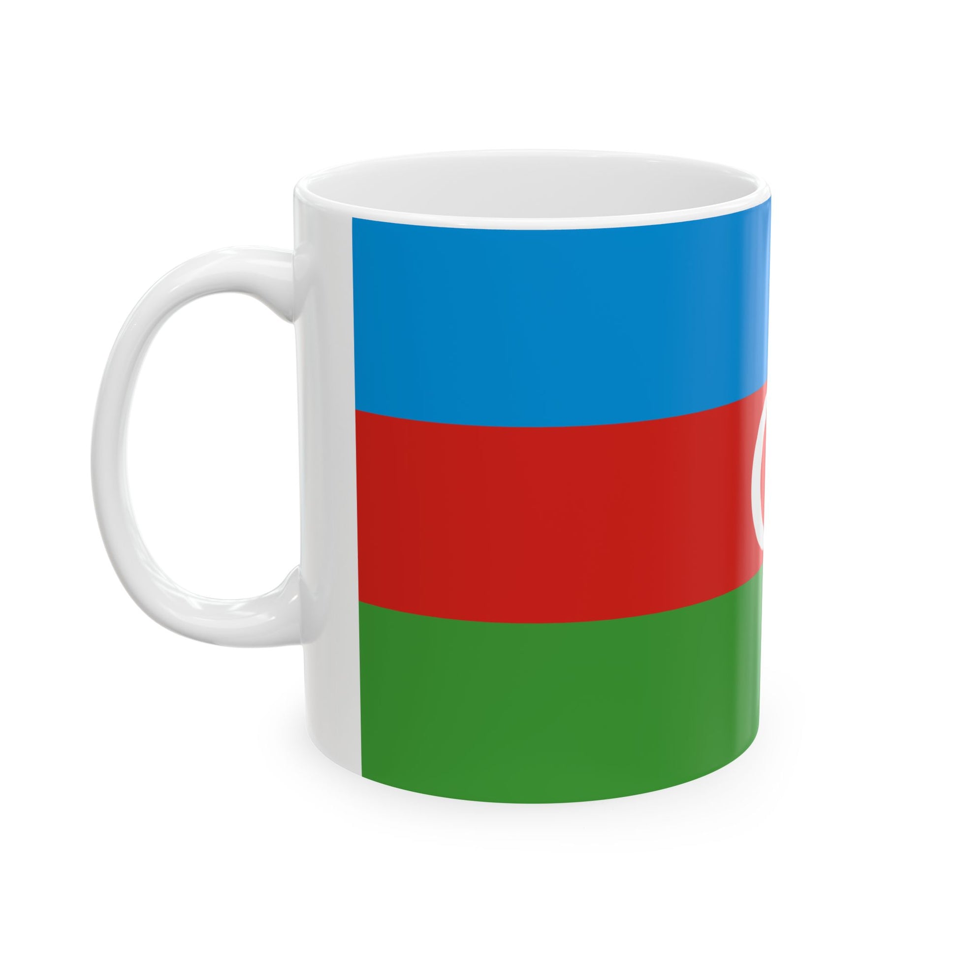 Flag of Azerbaijan darker colors (Azerbaijan) White Coffee Mug-Go Mug Yourself