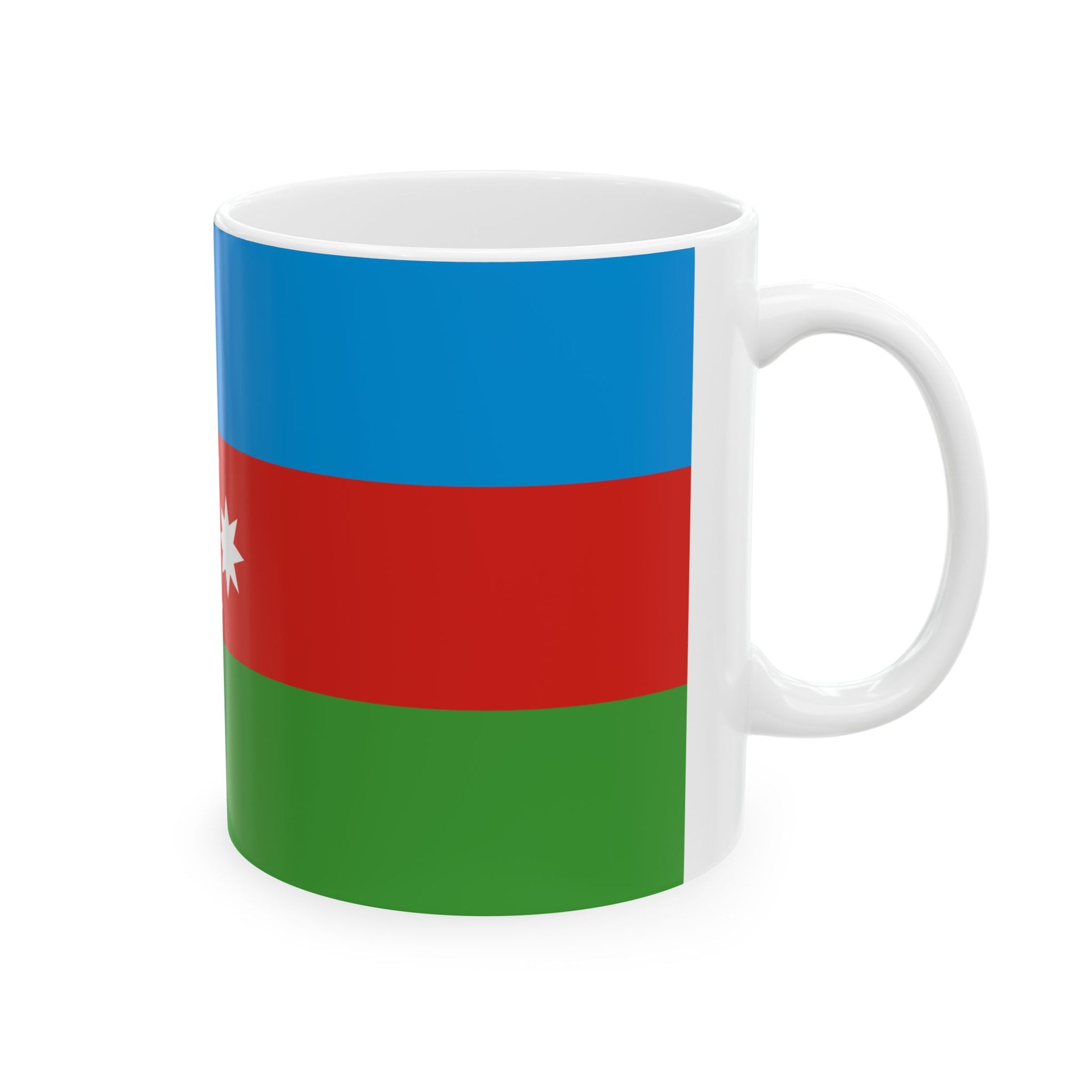 Flag of Azerbaijan darker colors (Azerbaijan) White Coffee Mug-Go Mug Yourself