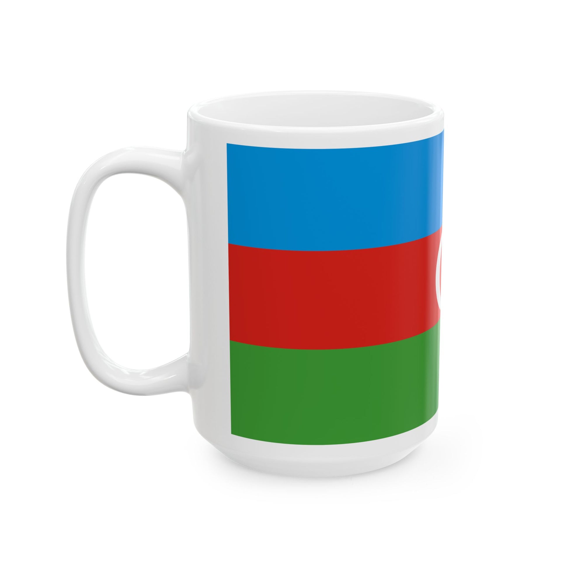 Flag of Azerbaijan darker colors (Azerbaijan) White Coffee Mug-Go Mug Yourself