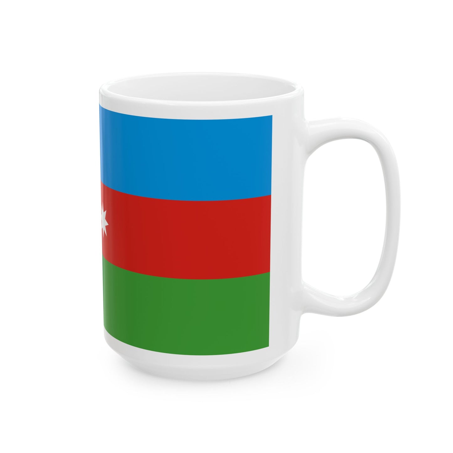 Flag of Azerbaijan darker colors (Azerbaijan) White Coffee Mug-Go Mug Yourself
