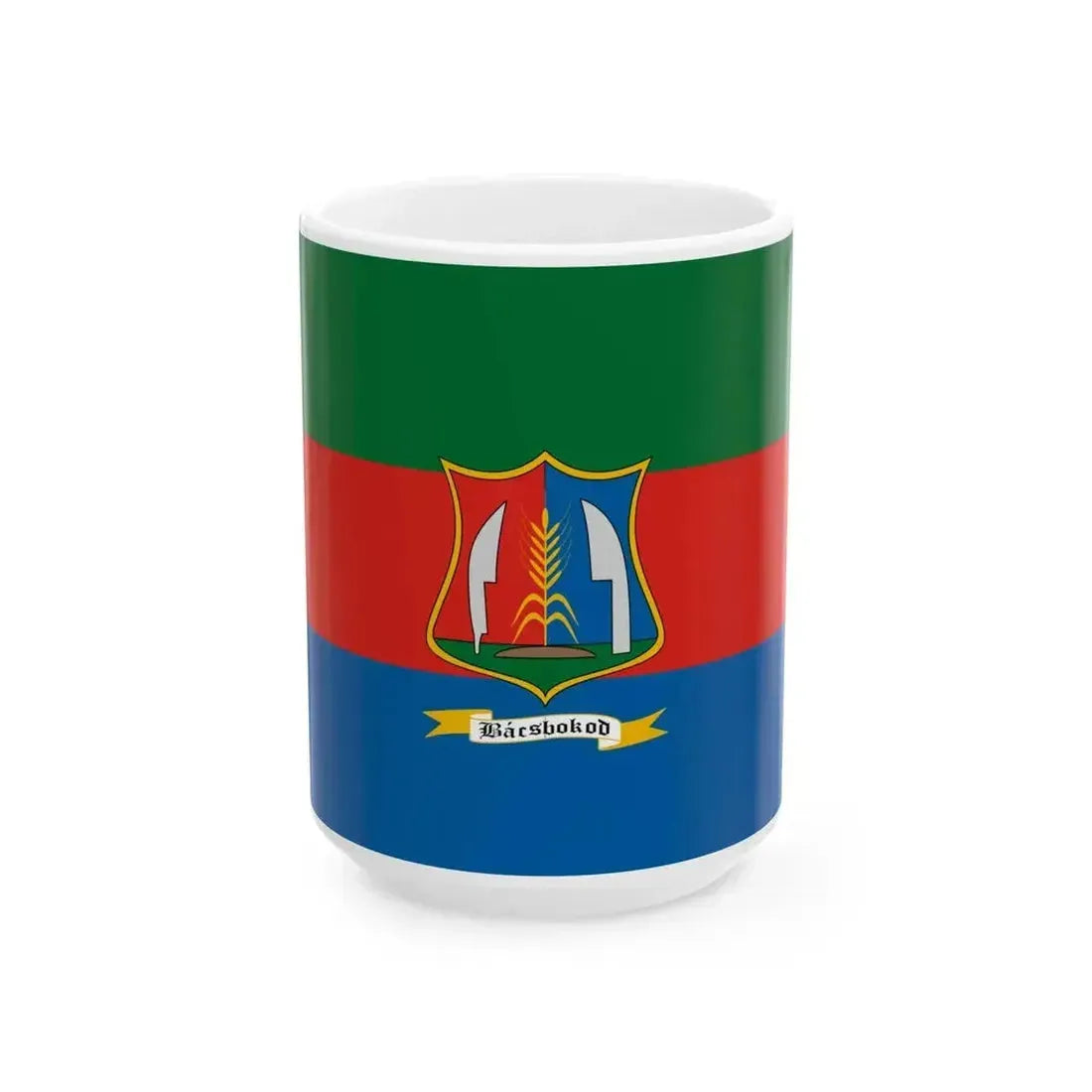 Flag of Bacsbokod (Hungary) White Coffee Mug 15oz - Go Mug Yourself