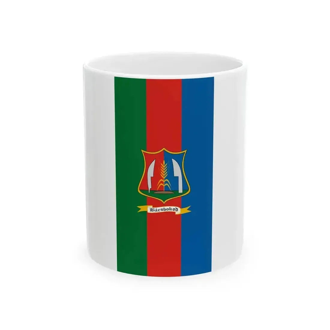Flag of Bacsbokod vertical (Hungary) White Coffee Mug 11oz - Go Mug Yourself