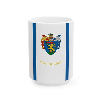 Flag of Bacsborsod vertical (Hungary) White Coffee Mug 15oz - Go Mug Yourself