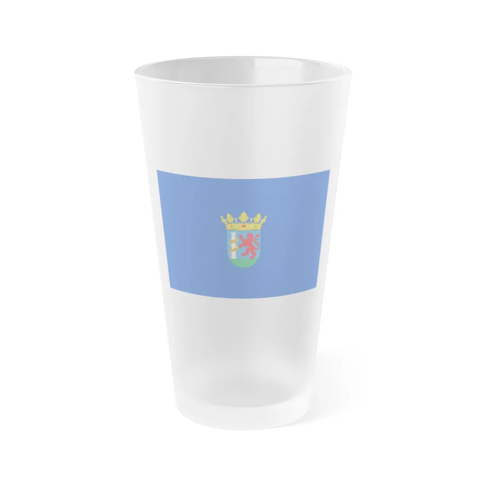 Flag of Badajoz Spain - Frosted Pint Glass 16oz-16oz-Frosted-Go Mug Yourself