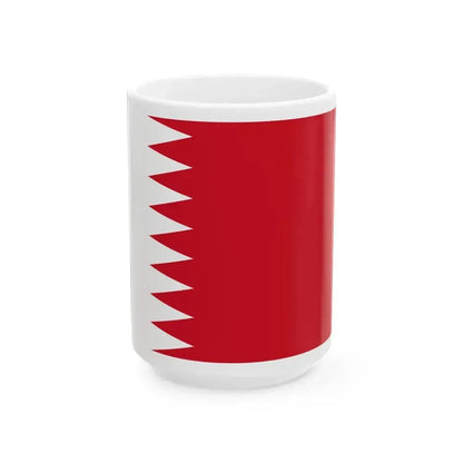 Flag of Bahrain 1972-2002 3-2 (Bahrain) White Coffee Mug 15oz - Go Mug Yourself