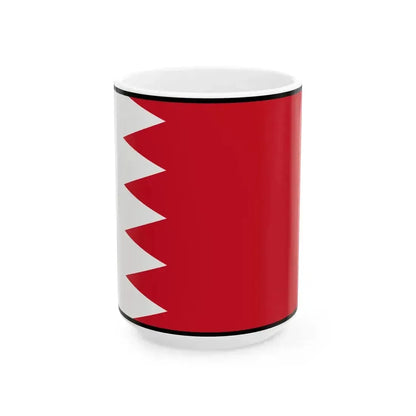 Flag of Bahrain bordered (Bahrain) White Coffee Mug 15oz - Go Mug Yourself
