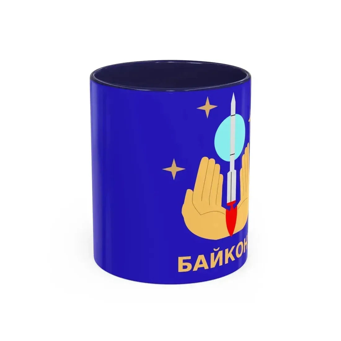 Flag of Baikonur Kazakhstan - Accent Coffee Mug 11oz Navy - Go Mug Yourself