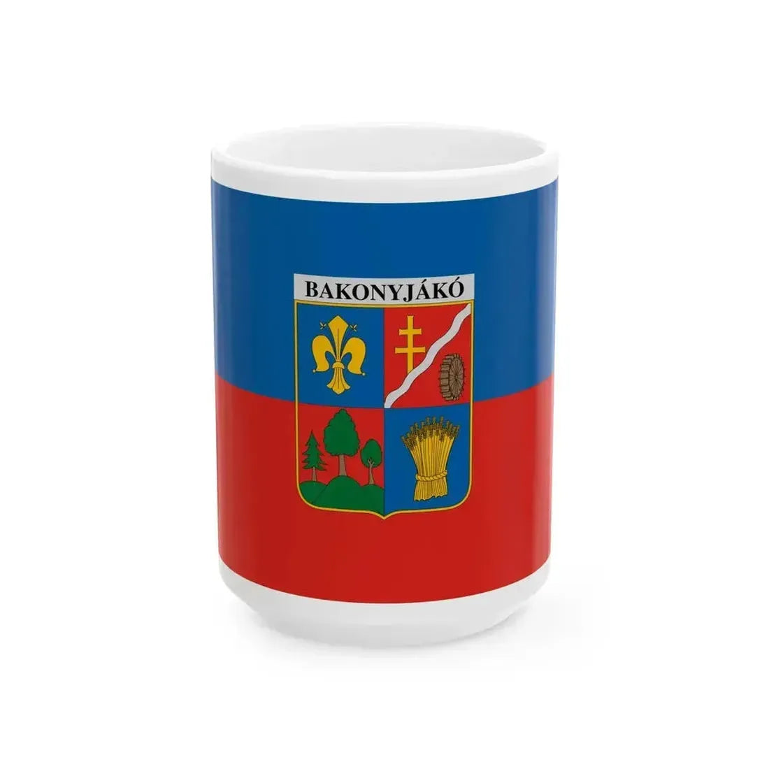 Flag of Bakonyjako (Hungary) White Coffee Mug 15oz - Go Mug Yourself